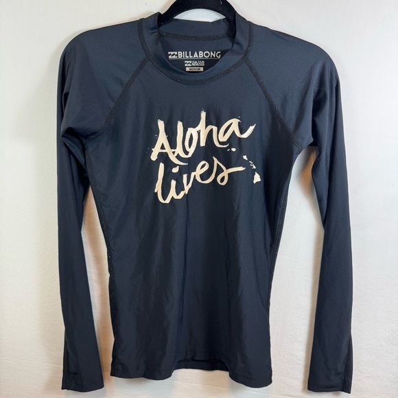 Billabong Black Long Sleeve Rash Guard Womens Size M - Picture 1 of 5